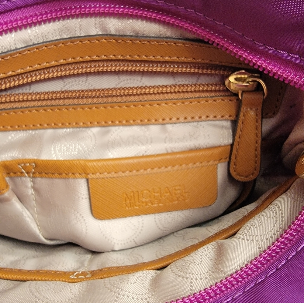 Michael Kors Kempton Burgundy/Tan Crossbody Shoulder Bag - Picture 11 of 16
